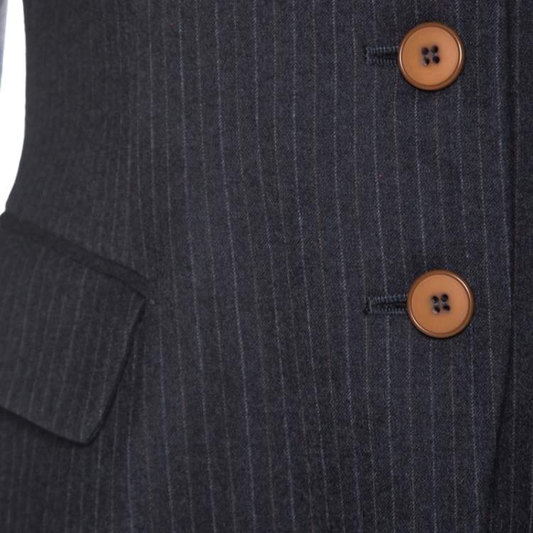 مملوكة مسبقًا Philosophy di Alberta Ferretti Dark Grey Striped Wool Tailored Blazer M