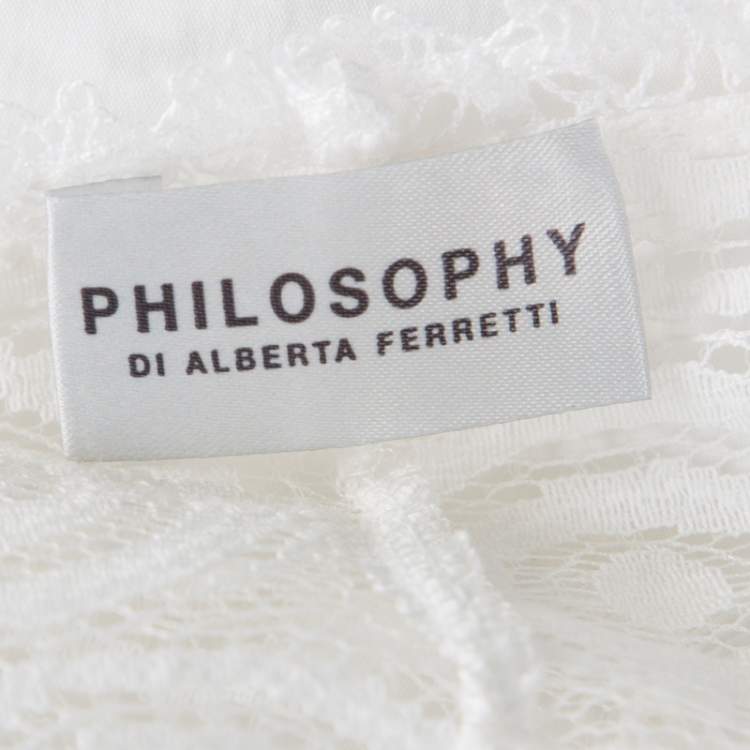 Pre Owned Philosophy di Alberta Ferretti Off White Cotton Lace Detail Top L