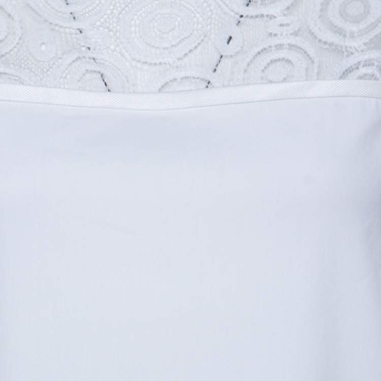 Pre Owned Philosophy di Alberta Ferretti Off White Cotton Lace Detail Top L