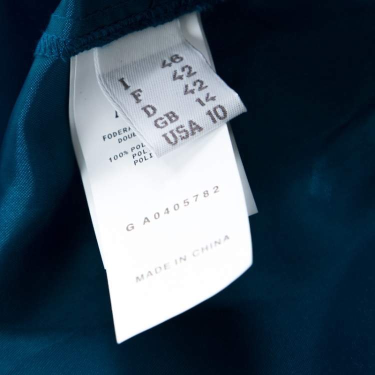 Pre Owned Philosophy di Alberta Ferretti Teal Blue Cut Out Applique Detail Silk Dress L