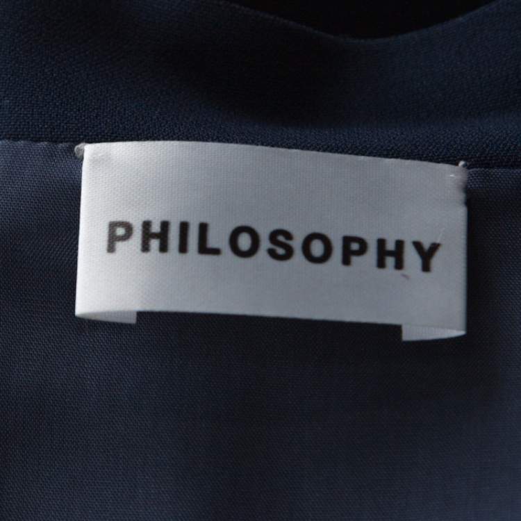 Pre Owned Philosophy Navy Blue Lace Detail Layered Shift Dress M