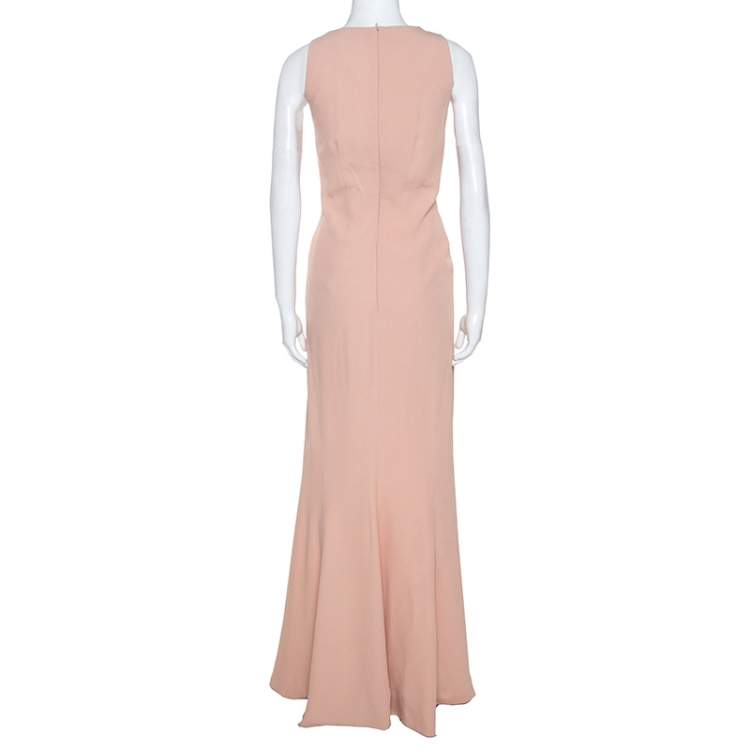 Pre Owned Philosophy di Alberta Ferretti Salmon Pink Crepe Overlap Detail Maxi Dress M