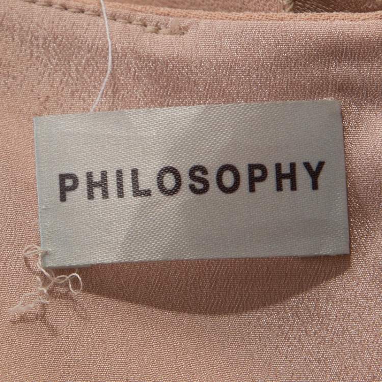 Pre Owned Philosophy di Alberta Ferretti Salmon Pink Crepe Overlap Detail Maxi Dress M