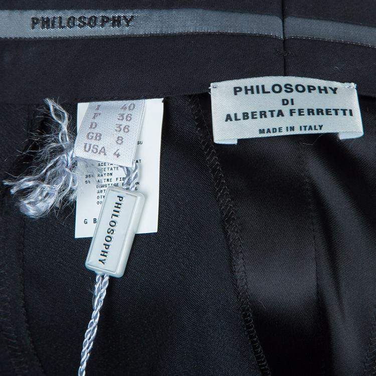 Pre Owned Philosophy Di Alberta Ferretti Black Satin Trousers S