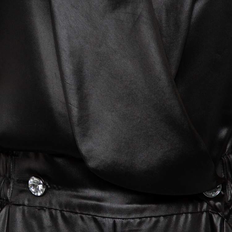 Pre Owned Philosophy Di Lorenzo Serafini Black Sateen V-Neck Buttoned Jumpsuit M