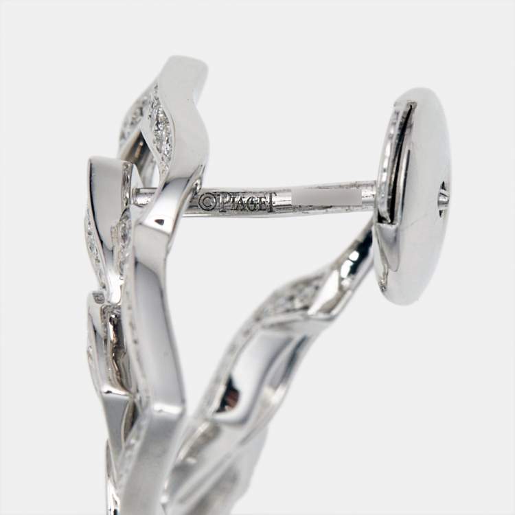Pre Owned Piaget Rose Diamonds 18k White Gold Hoop Earrings