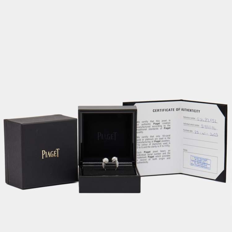 Pre Owned Piaget Possession Paved Diamond 18k White Gold Open Ring Size 52