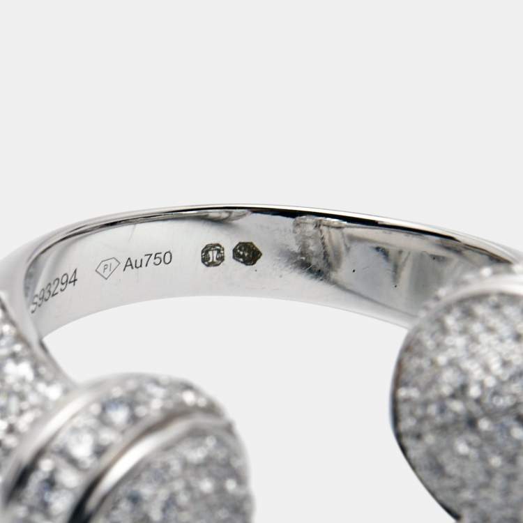 Pre Owned Piaget Possession Paved Diamond 18k White Gold Open Ring Size 52