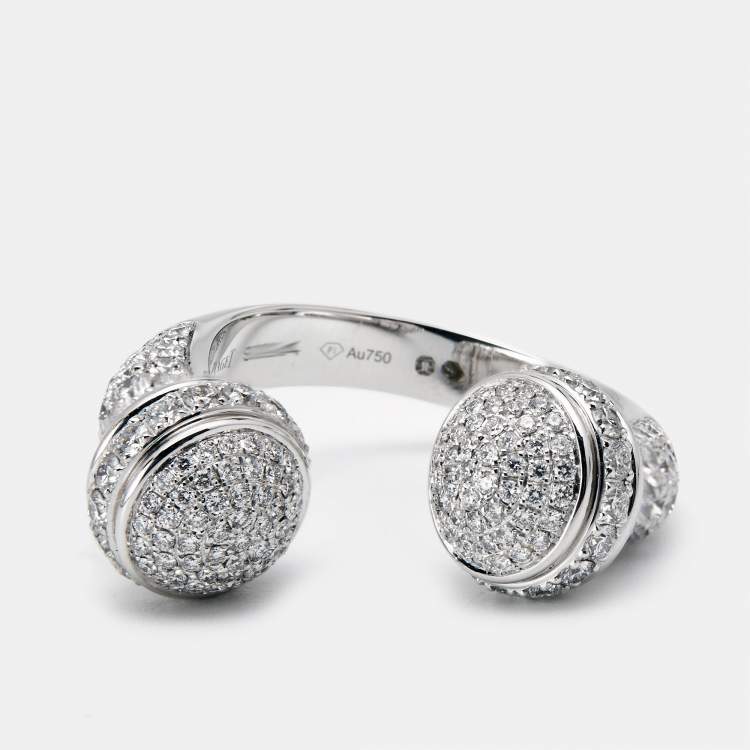 Pre Owned Piaget Possession Paved Diamond 18k White Gold Open Ring Size 52