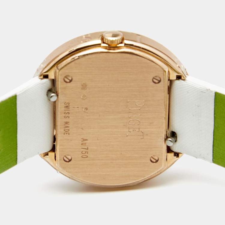 Pre Owned Piaget Silver 18k Rose Gold Diamond Satin Possession G0A41086 Women's Wristwatch 29 mm