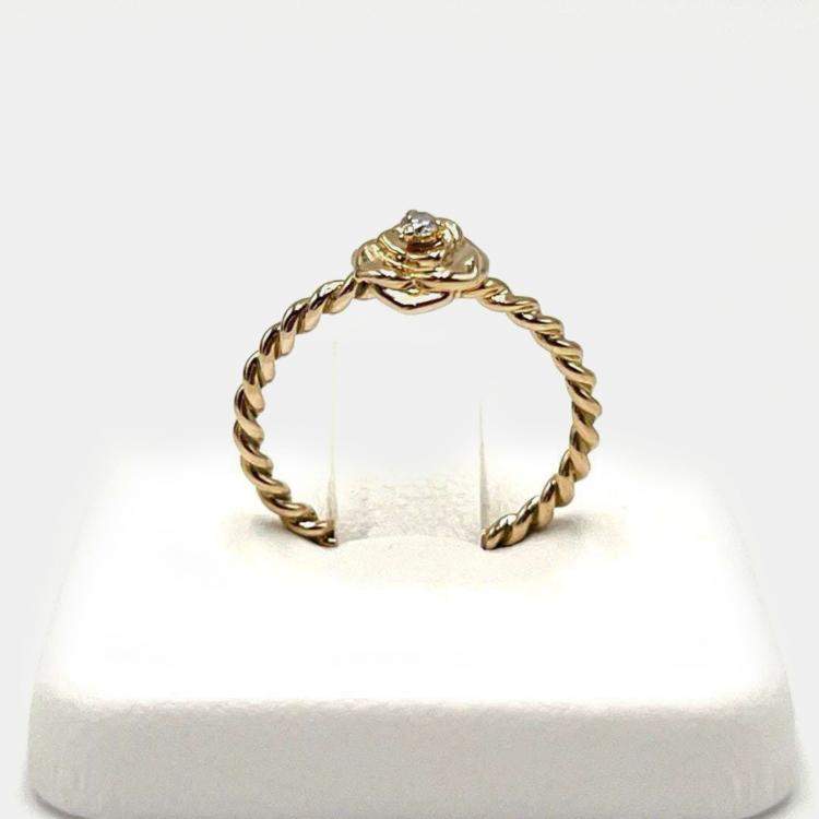 Pre Owned Piaget 18K Rose Gold and Diamond Rose Solitaire Ring EU 51