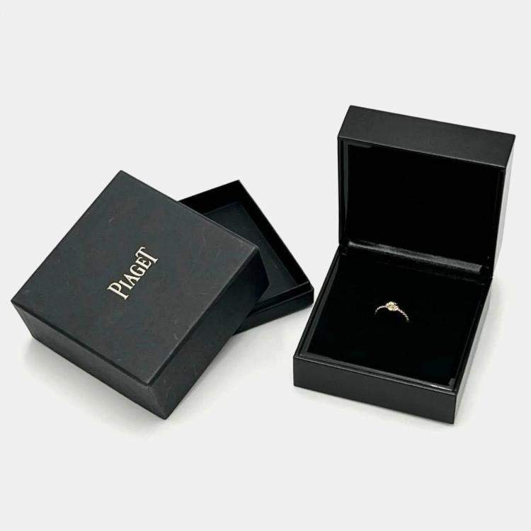 Pre Owned Piaget 18K Rose Gold and Diamond Rose Solitaire Ring EU 51