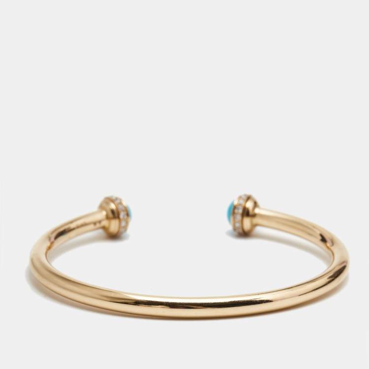 Pre Owned Piaget Possession Turquoise Diamond 18k Rose Gold Bracelet 16