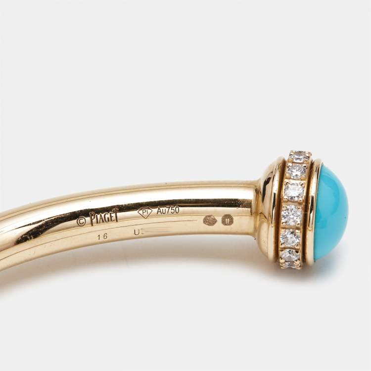 Pre Owned Piaget Possession Turquoise Diamond 18k Rose Gold Bracelet 16