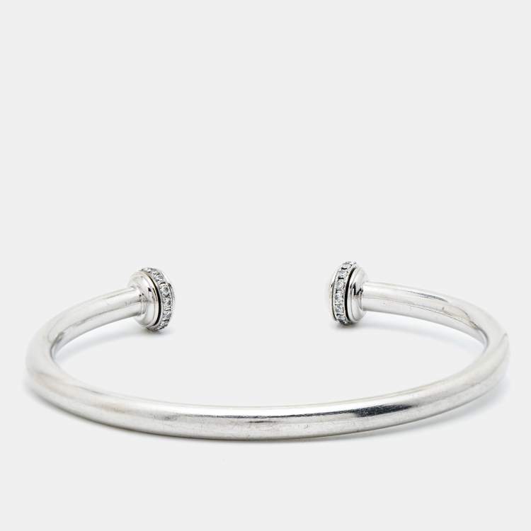 Pre Owned Piaget Possession Diamonds 18k White Gold Open Cuff Bracelet 16