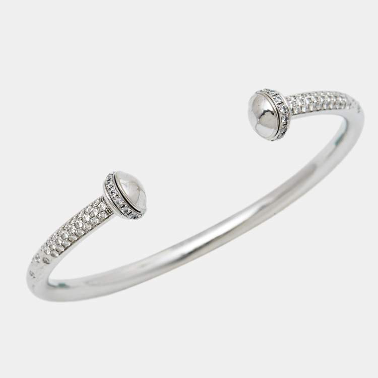 Pre Owned Piaget Possession Diamonds 18k White Gold Open Cuff Bracelet 16