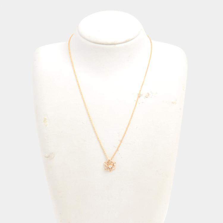 Pre Owned Piaget 18K Rose Gold and Diamond Rose Pendant Necklace