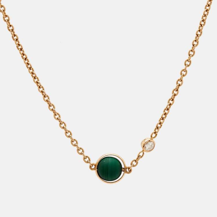 Pre Owned Piaget Possession Malachite Diamond 18k Rose Gold Bracelet