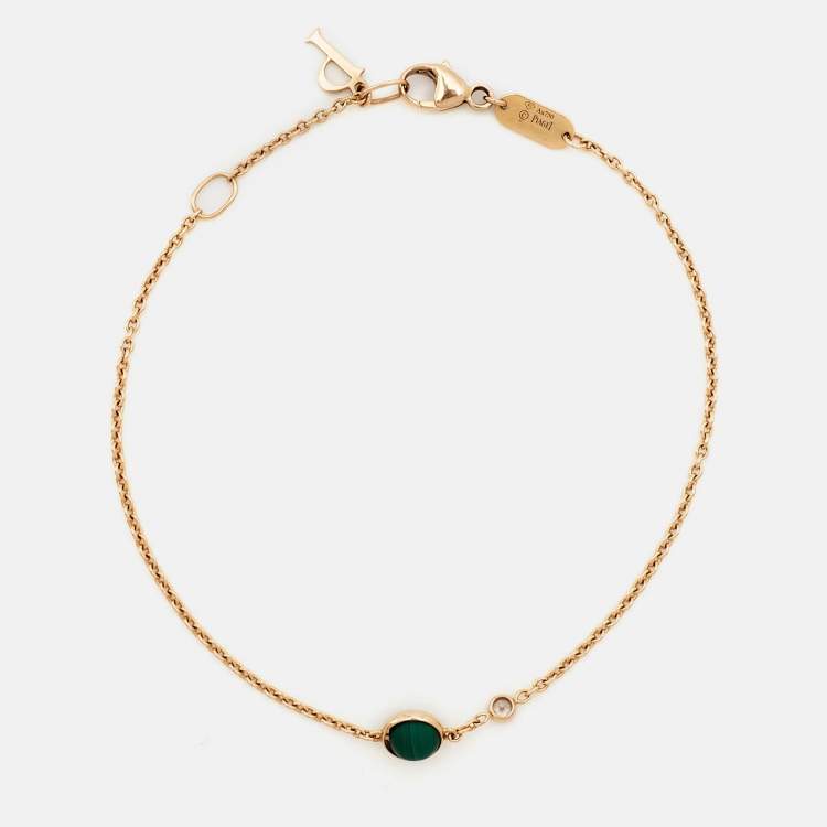 Pre Owned Piaget Possession Malachite Diamond 18k Rose Gold Bracelet