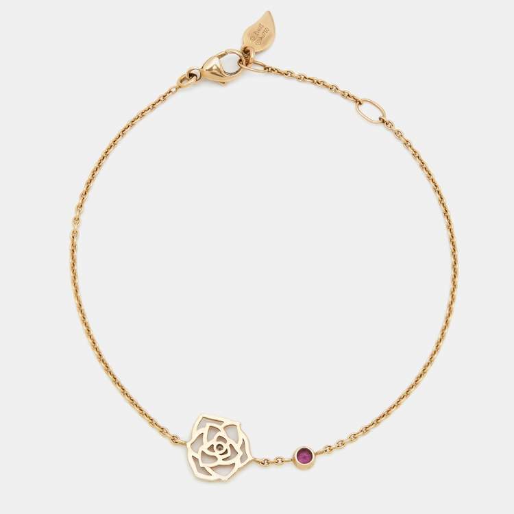 Pre Owned Piaget Rose Diamond Pink Sapphire 18k Rose Gold Bracelet