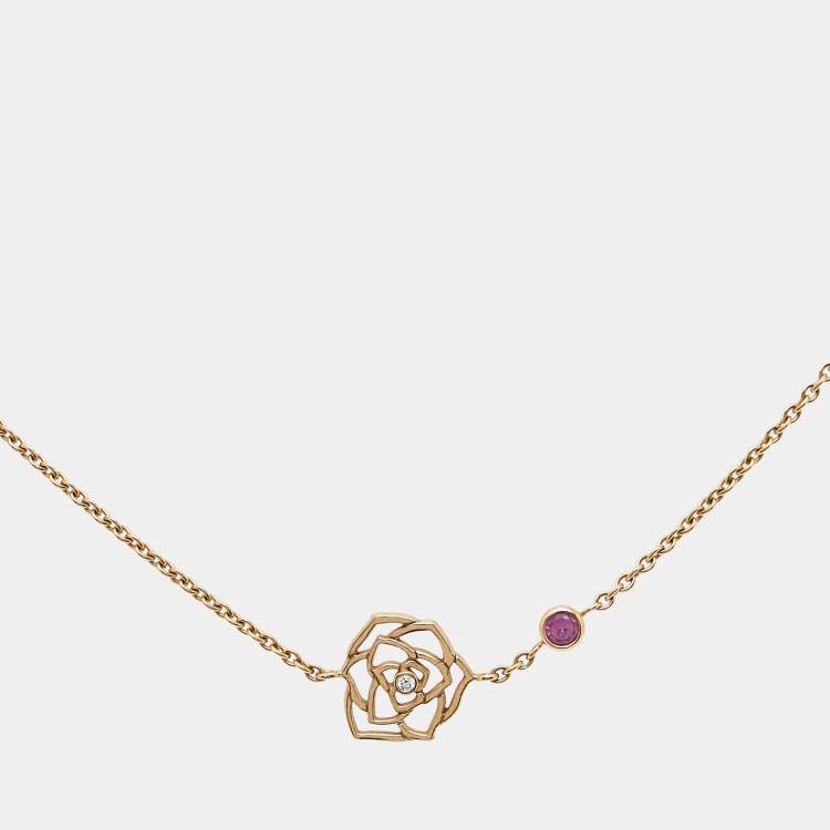 Pre Owned Piaget Rose Diamond Pink Sapphire 18k Rose Gold Bracelet