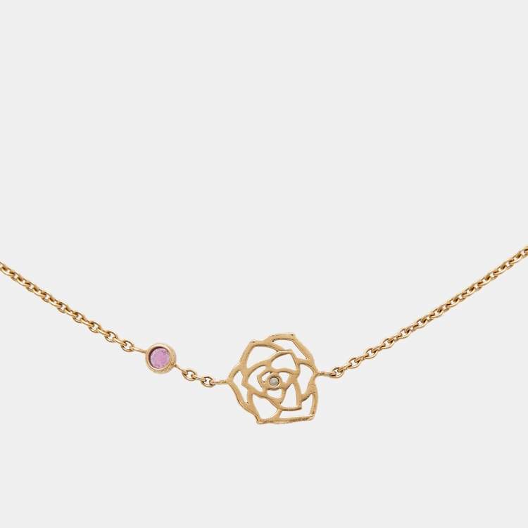 Pre Owned Piaget Rose Diamond Pink Sapphire 18k Rose Gold Bracelet