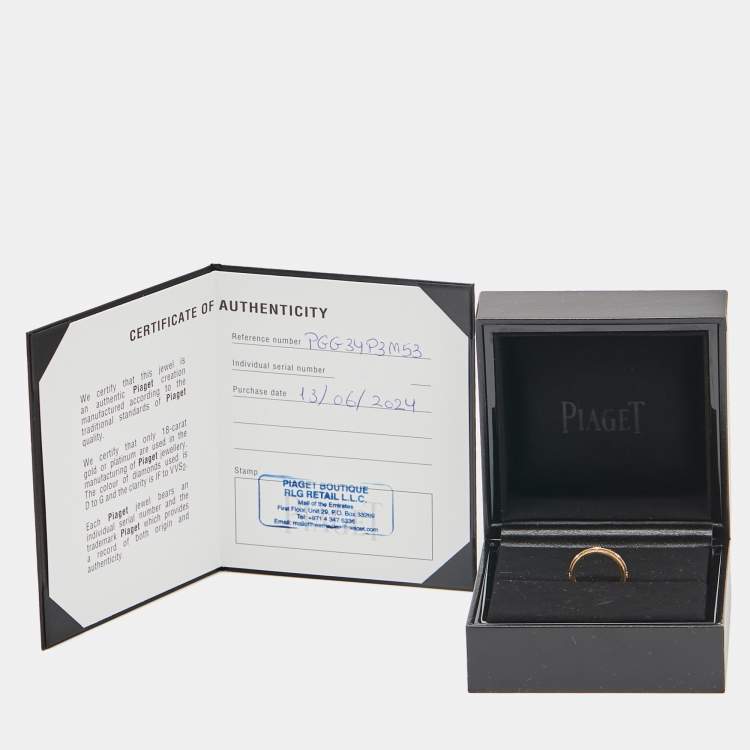 Pre Owned Piaget Possession Diamond 18k Rose Gold Band Ring Size 53