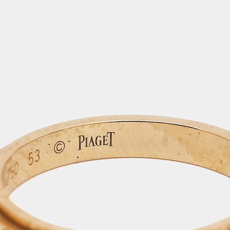 Pre Owned Piaget Possession Diamond 18k Rose Gold Band Ring Size 53