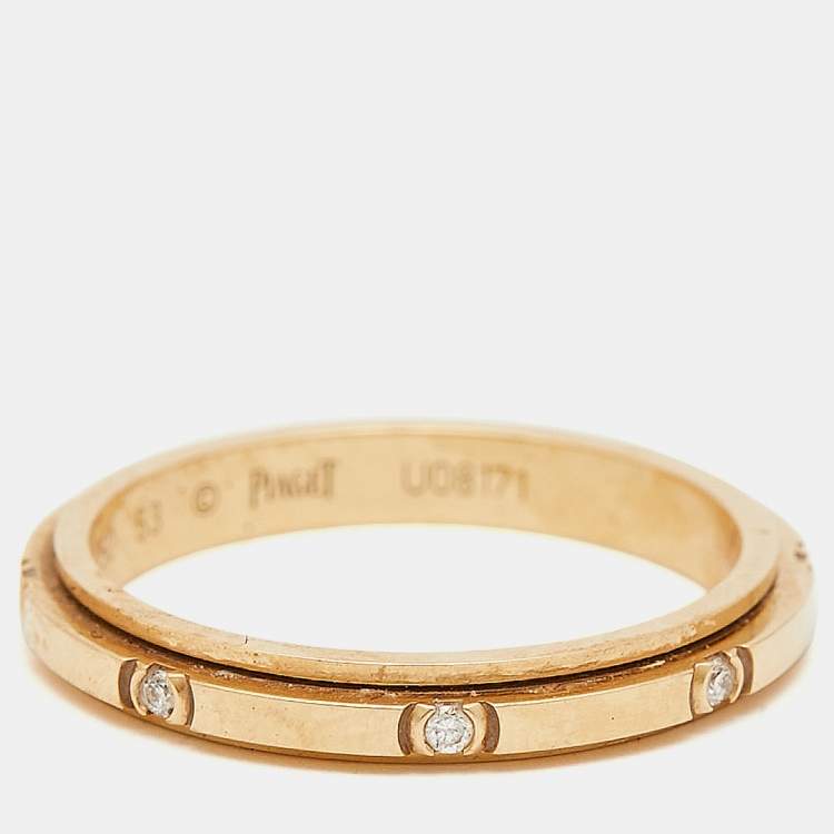 Pre Owned Piaget Possession Diamond 18k Rose Gold Band Ring Size 53