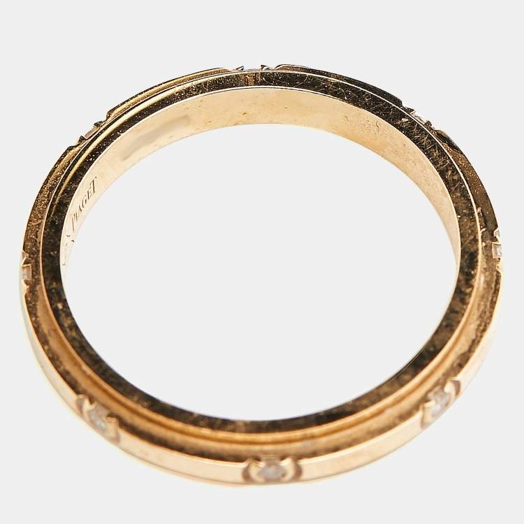 Pre Owned Piaget Possession Diamond 18k Rose Gold Band Ring Size 53