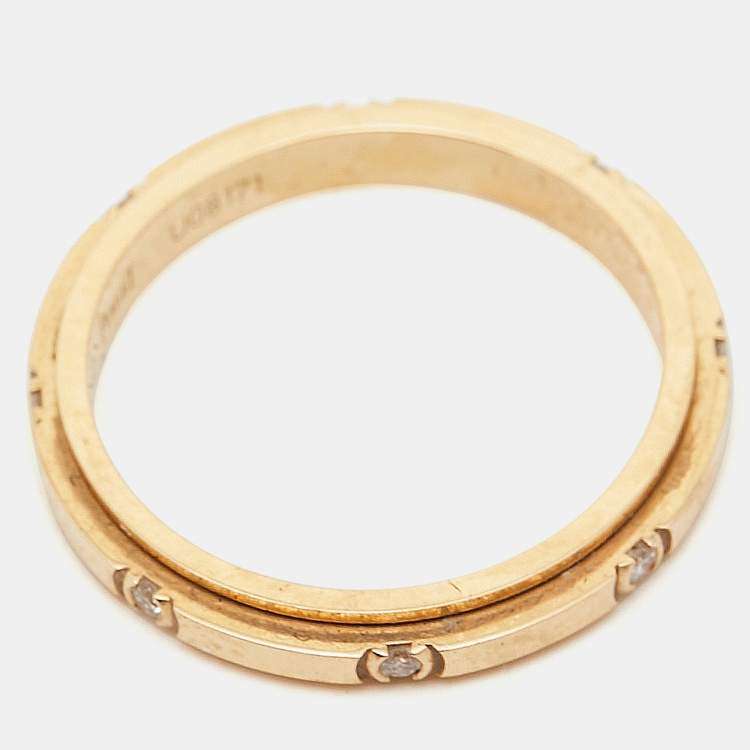 Pre Owned Piaget Possession Diamond 18k Rose Gold Band Ring Size 53