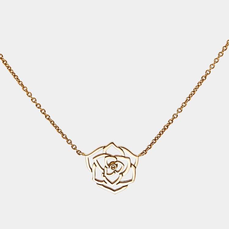 Pre Owned Piaget Rose Diamond 18k Rose Gold Pendant Necklace