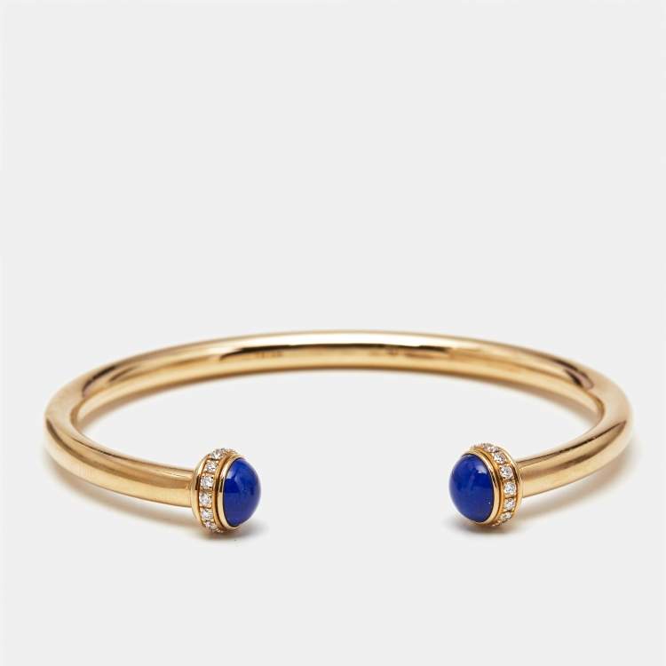 Pre Owned Piaget Possession Lapis Lazuli Diamonds 18k Rose Gold Bracelet 16