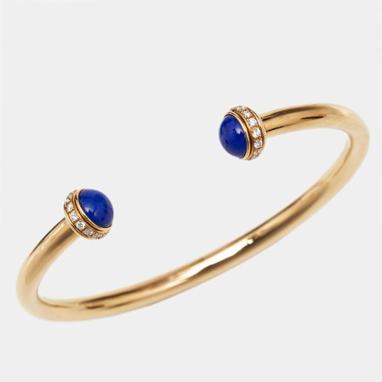Pre Owned Piaget Possession Lapis Lazuli Diamonds 18k Rose Gold Bracelet 16