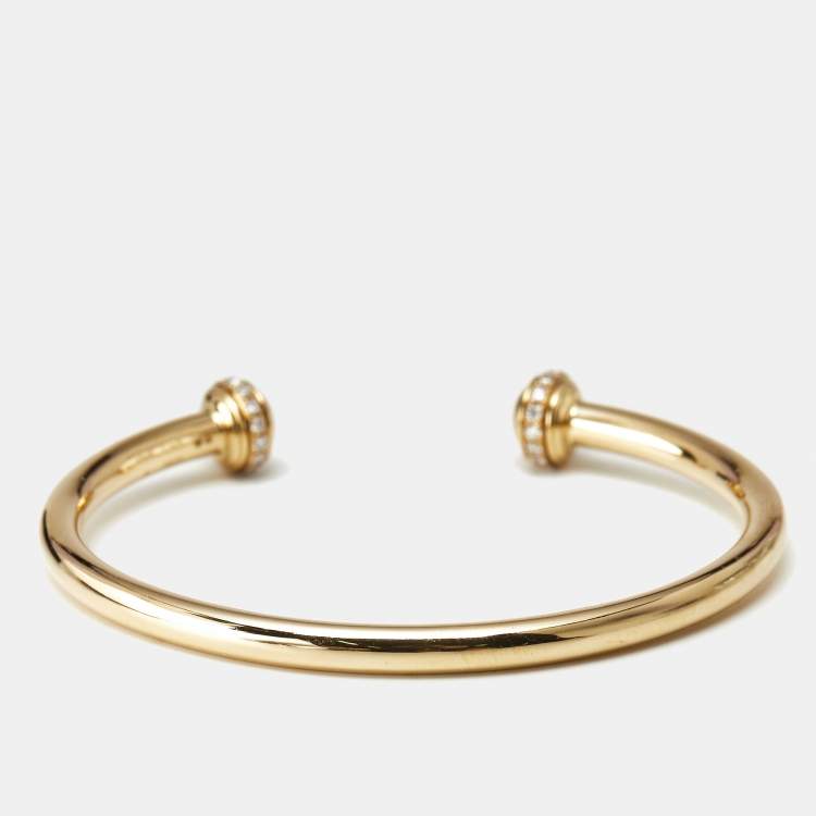 Pre Owned Piaget Possession Diamonds 18k Yellow Gold Open Cuff Bracelet 16