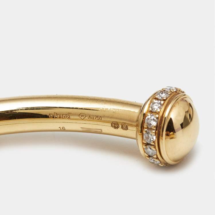 Pre Owned Piaget Possession Diamonds 18k Yellow Gold Open Cuff Bracelet 16
