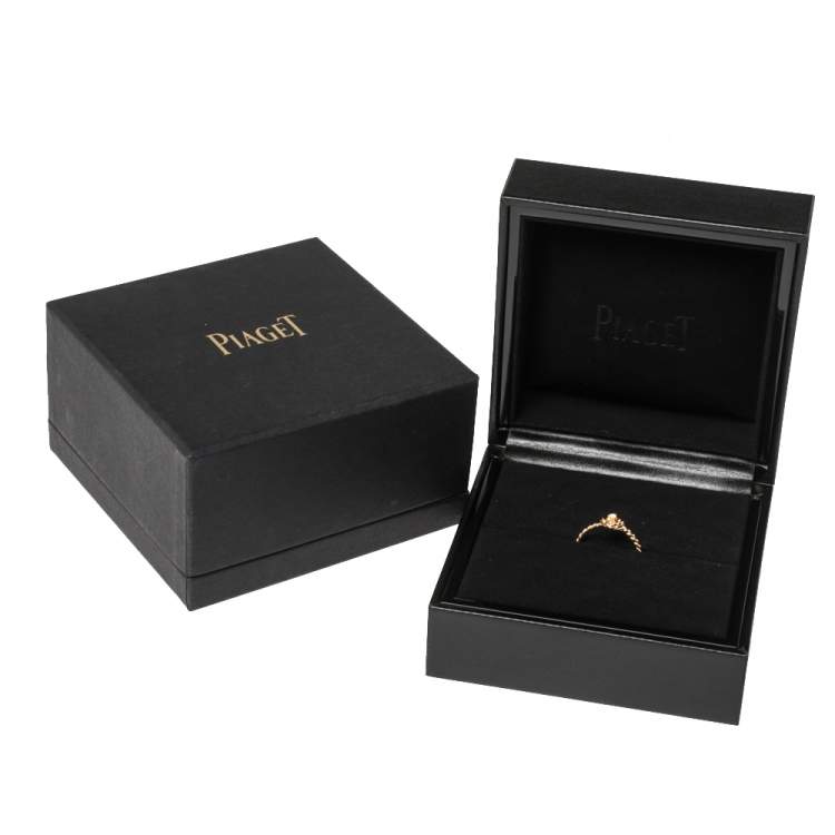 Pre Owned  Piaget Rose Motif Diamond 18K Rose Gold Ring Size 53