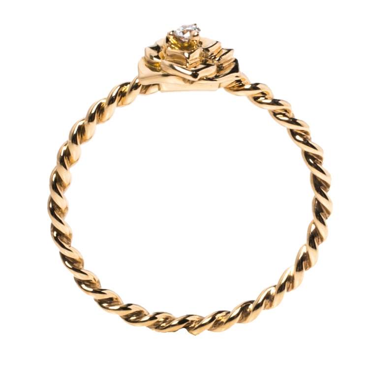 Pre Owned  Piaget Rose Motif Diamond 18K Rose Gold Ring Size 53