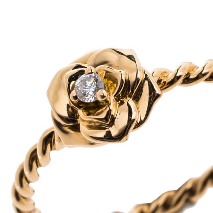 Pre Owned  Piaget Rose Motif Diamond 18K Rose Gold Ring Size 53