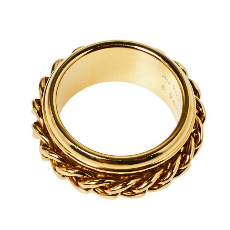 Pre Owned Piaget Possession Chain Motif 18K Yellow Gold Ring Size 56