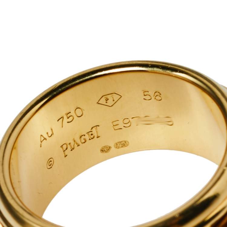 Pre Owned Piaget Possession Chain Motif 18K Yellow Gold Ring Size 56