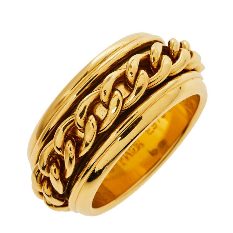 Pre Owned Piaget Possession Chain Motif 18K Yellow Gold Ring Size 56