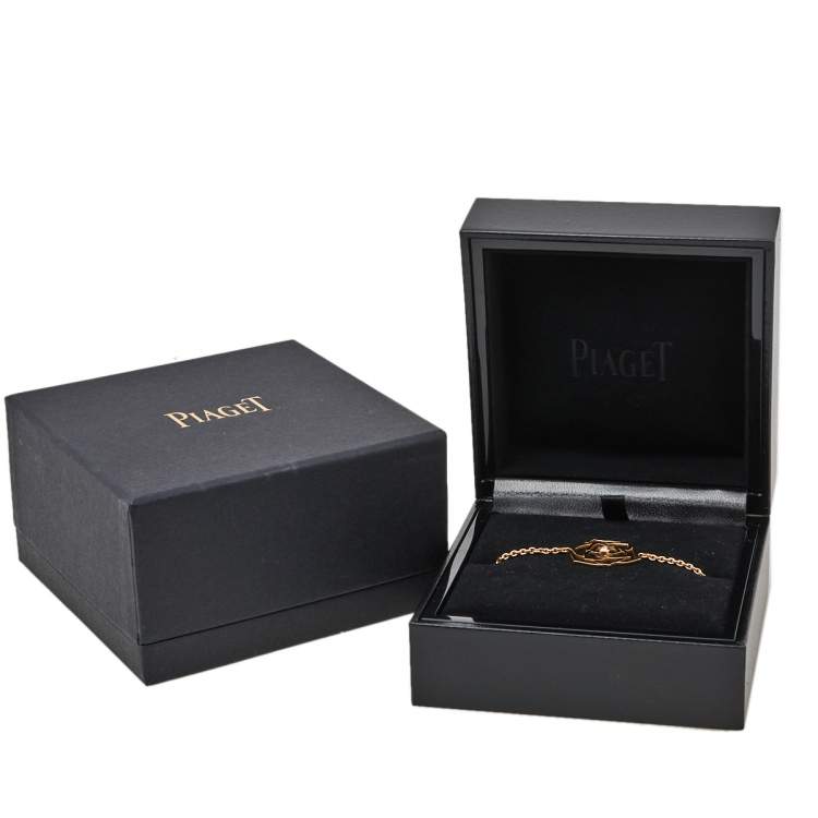 Pre Owned Piaget Diamond Rose Motif 18K Yellow Gold Chain Link Bracelet