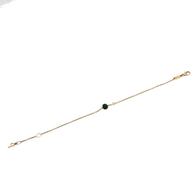 Pre Owned Piaget Possession Malachite Diamond 18K Rose Gold Bracelet
