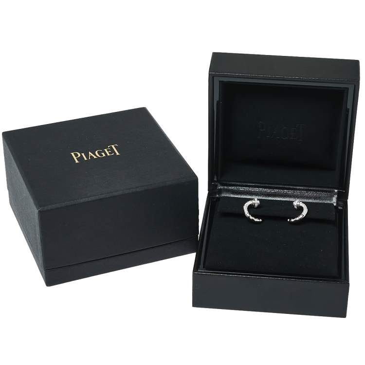 Pre Owned Piaget Possession Diamond 18K White Gold Open Hoop Earrings