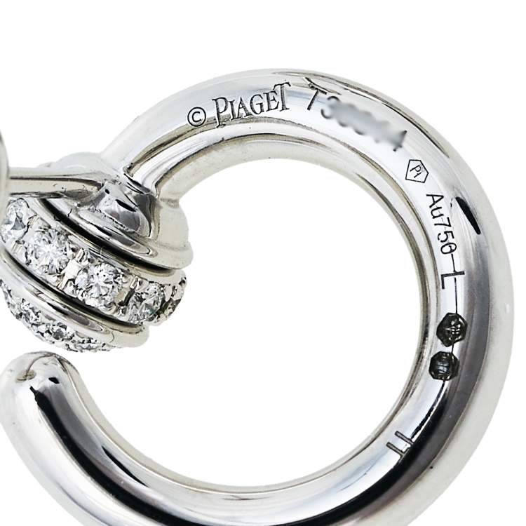 Pre Owned Piaget Possession Diamond 18K White Gold Open Hoop Earrings