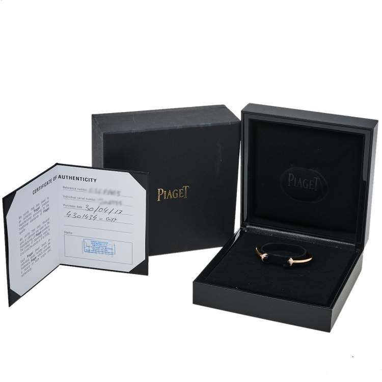 Pre Owned Piaget Possession Diamond Onyx 18k Rose Gold Cuff Bracelet 15