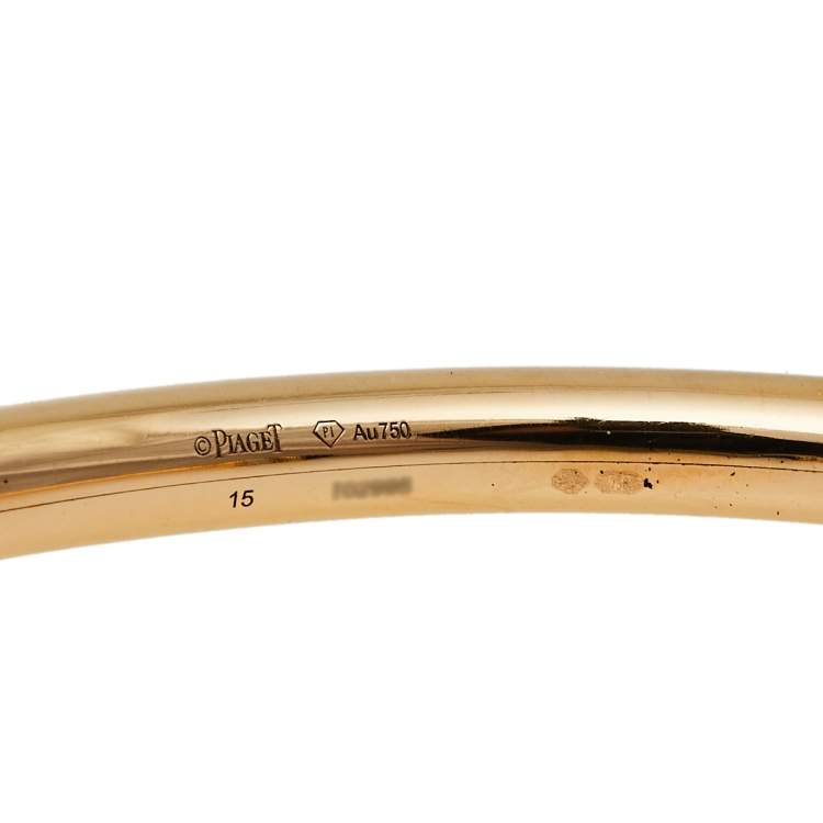 Pre Owned Piaget Possession Diamond Onyx 18k Rose Gold Cuff Bracelet 15