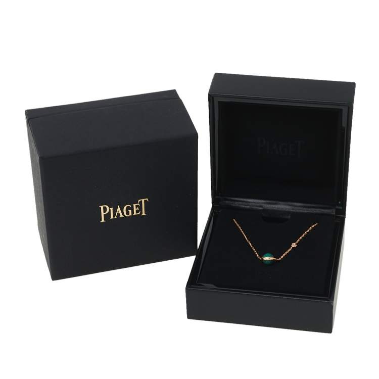 Pre Owned Piaget Possession Malachite Diamond 18K Rose Gold Necklace