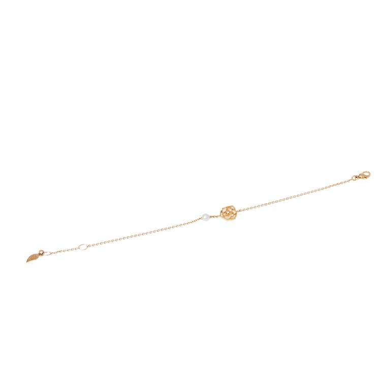 Pre Owned Piaget Rose Diamond & Cultured Pearl 18K Rose Gold Bracelet